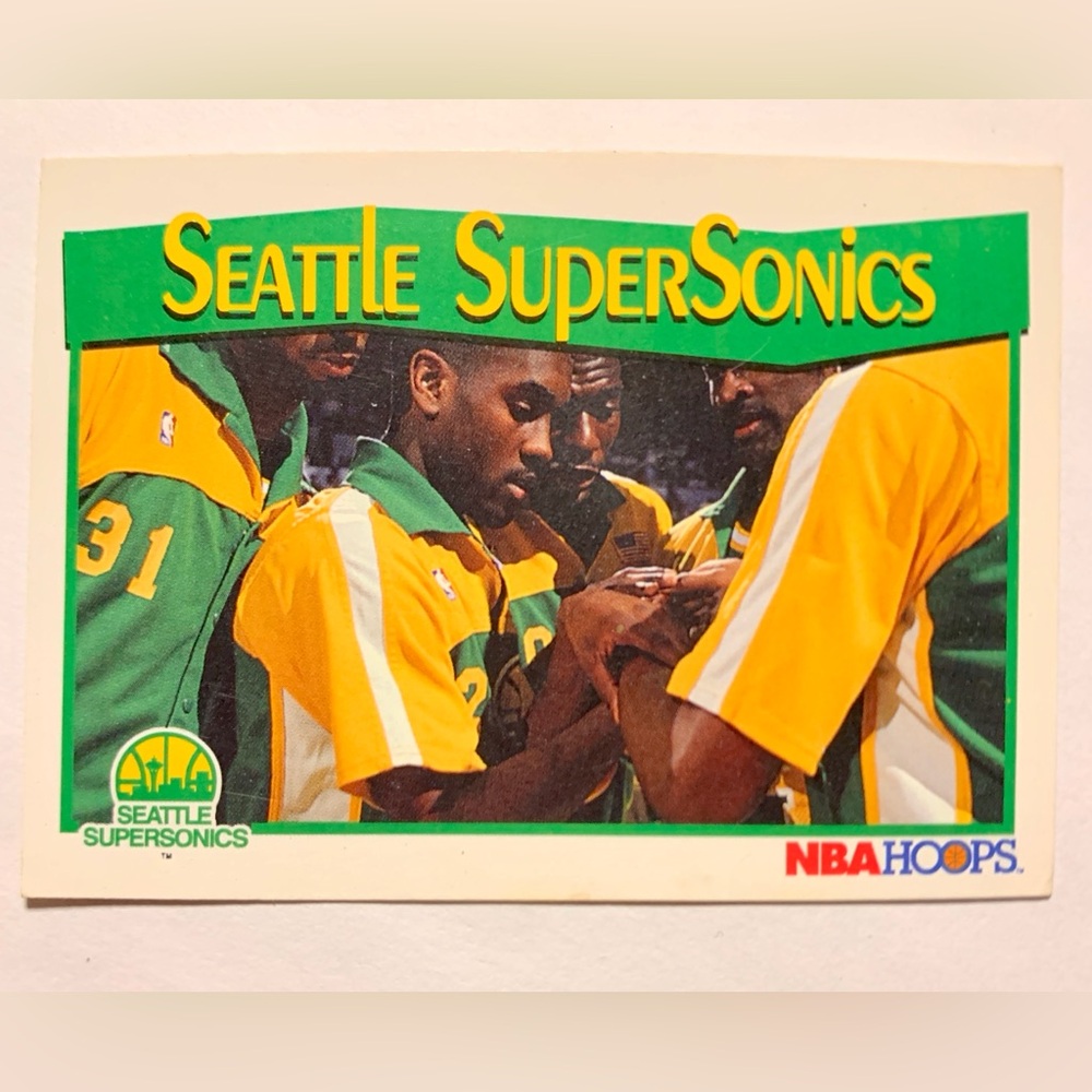 1991-92 NBA Hoops Seattle SuperSonics #298 Shawn Kemp Derrick McKey Gary Payton